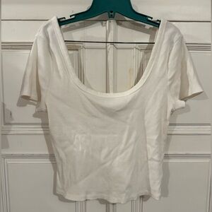 Universal Thread Square Neck Crop Top (Size L) (White)